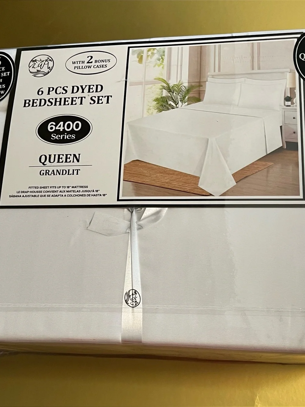 NEW Queen 6 Piece White Sheet Set 6400 Series Deep Pocket 4 Pillowcases